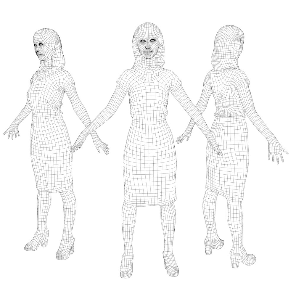 アニメーション付の3D人モデル 100_Aya