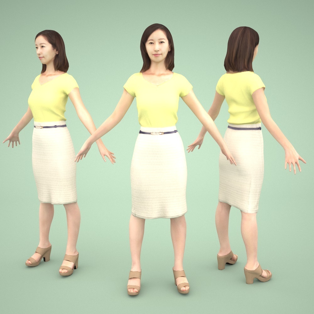 アニメーション付の3D人モデル 100_Aya