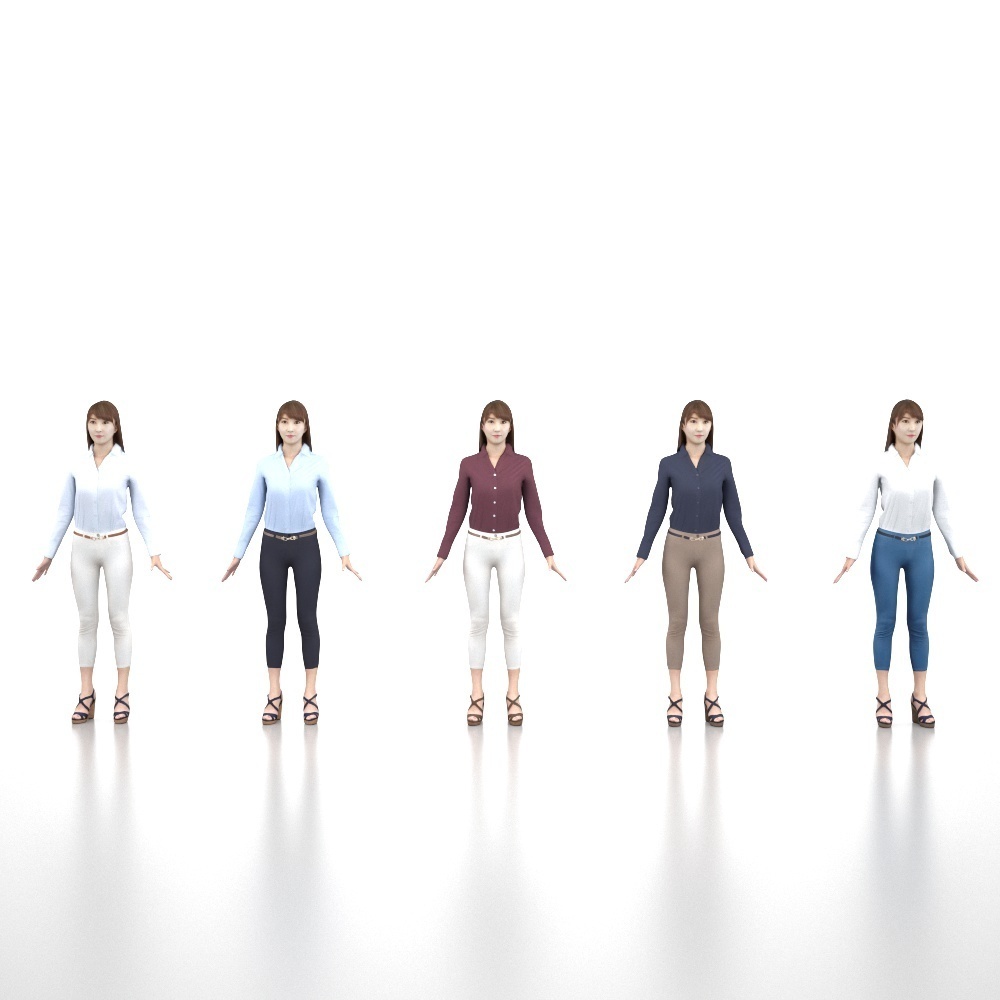 アニメーション付の3D人モデル 010_Rika