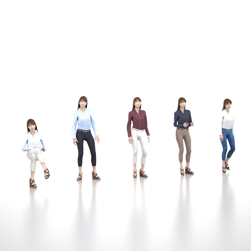 アニメーション付の3D人モデル 010_Rika