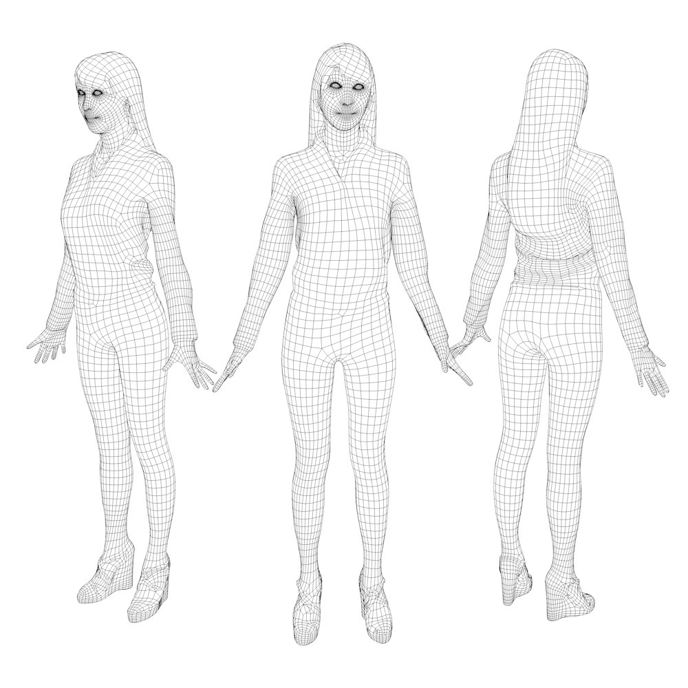 アニメーション付の3D人モデル 010_Rika