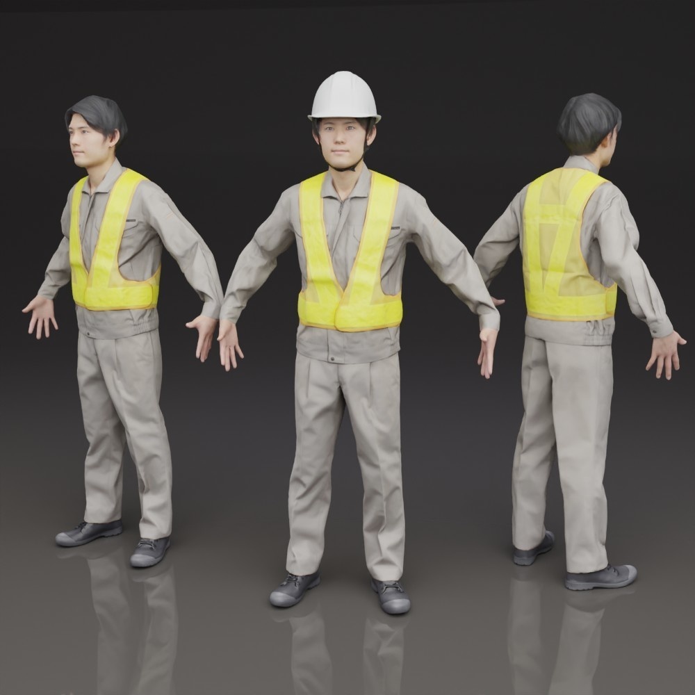 アニメーション付  工事現場の3D人モデル 136_Hiro_E10