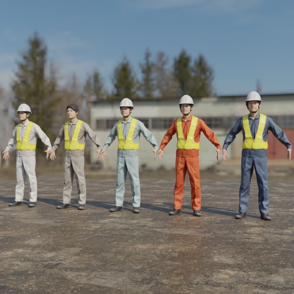 アニメーション付  工事現場の3D人モデル 136_Hiro_E10