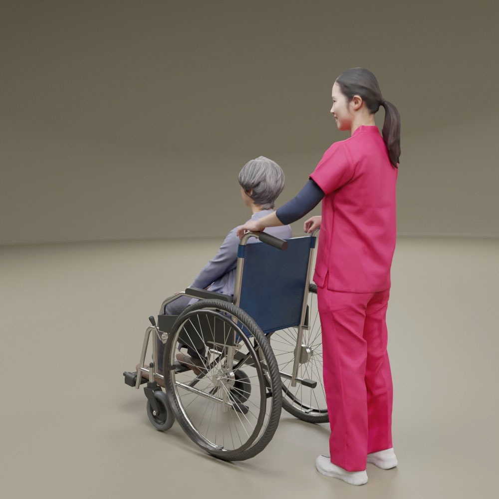 3D介護セット 人物素材ポーズド
