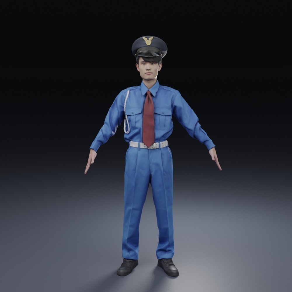 アニメーション付  警備員の3D人モデル 155_Toshi_N07