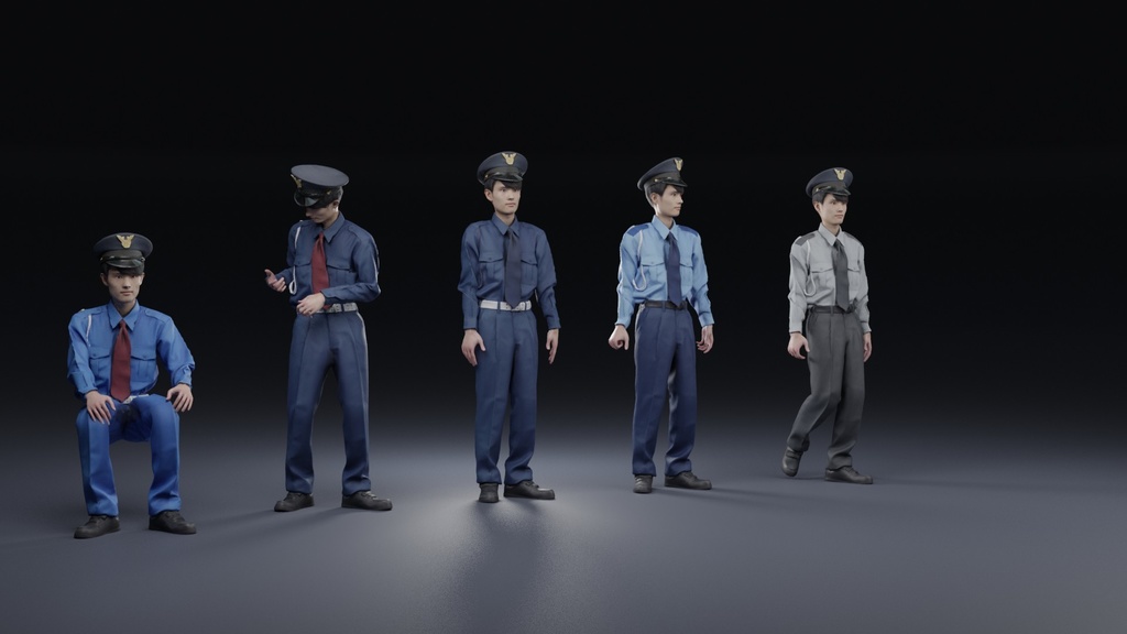アニメーション付  警備員の3D人モデル 155_Toshi_N07