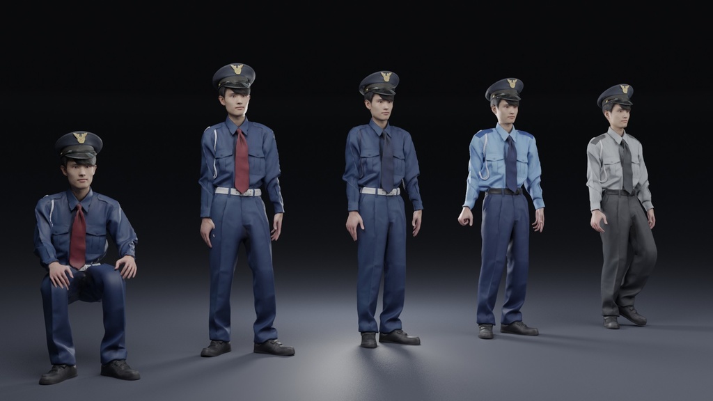 アニメーション付  警備員の3D人モデル 155_Toshi_N07