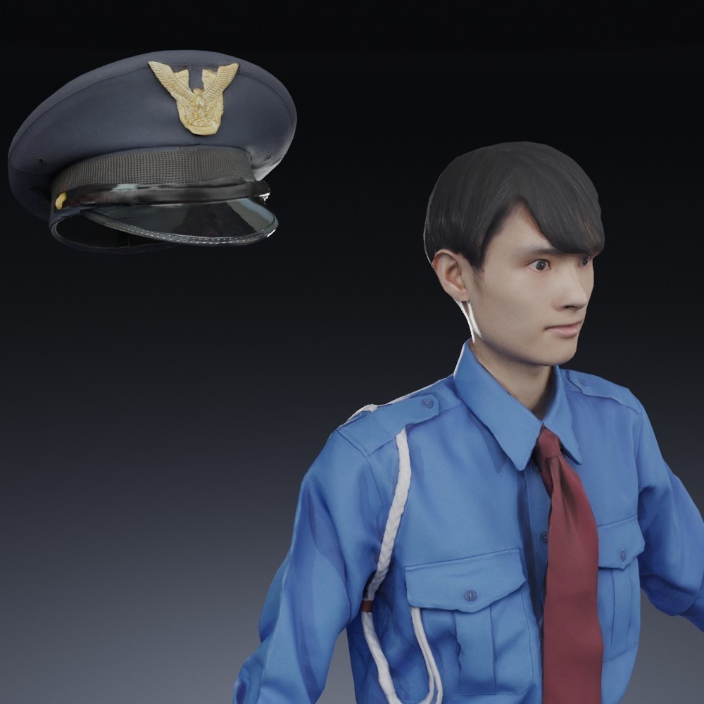 アニメーション付  警備員の3D人モデル 155_Toshi_N07