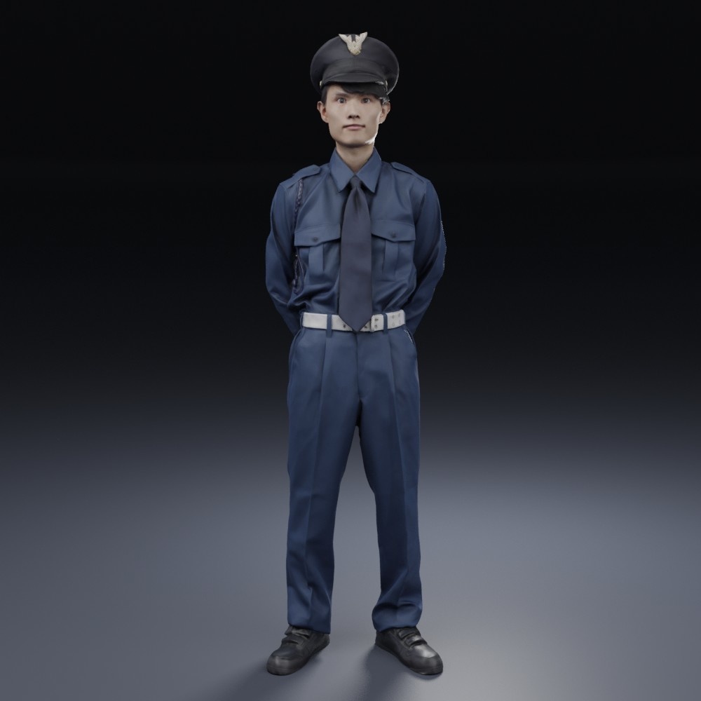 3D人物素材ポーズド  警備員 156_Toshi_N09