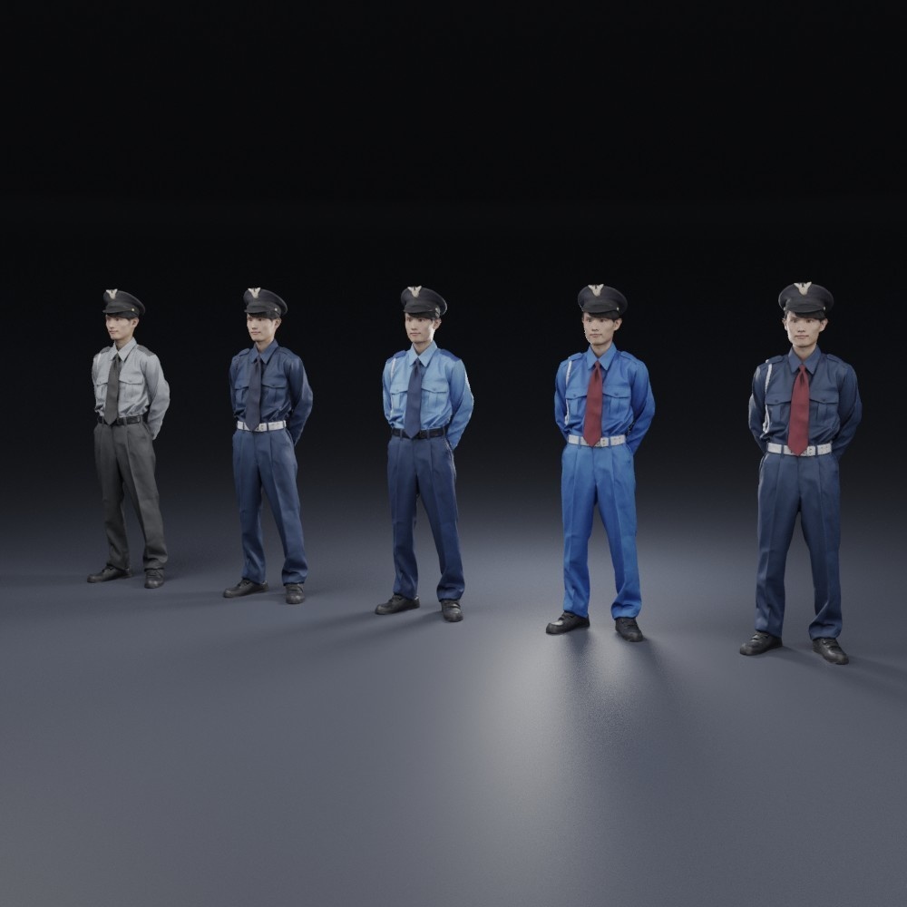 3D人物素材ポーズド  警備員 156_Toshi_N09