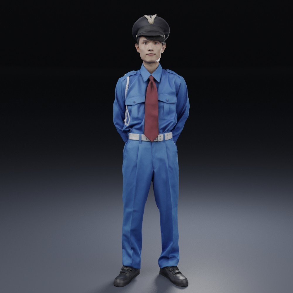 3D人物素材ポーズド 警備員 156_Toshi_N09