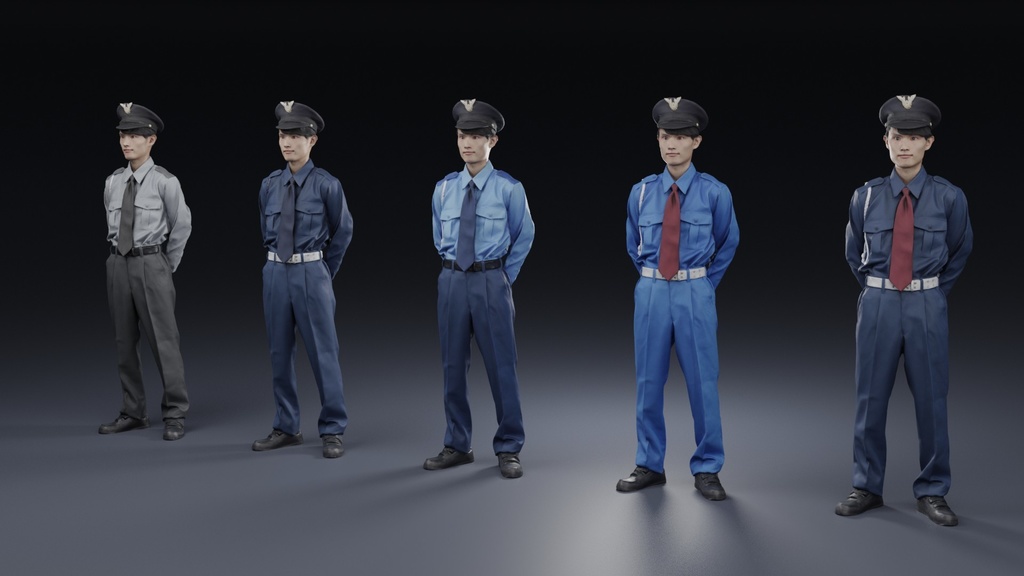 3D人物素材ポーズド  警備員 156_Toshi_N09