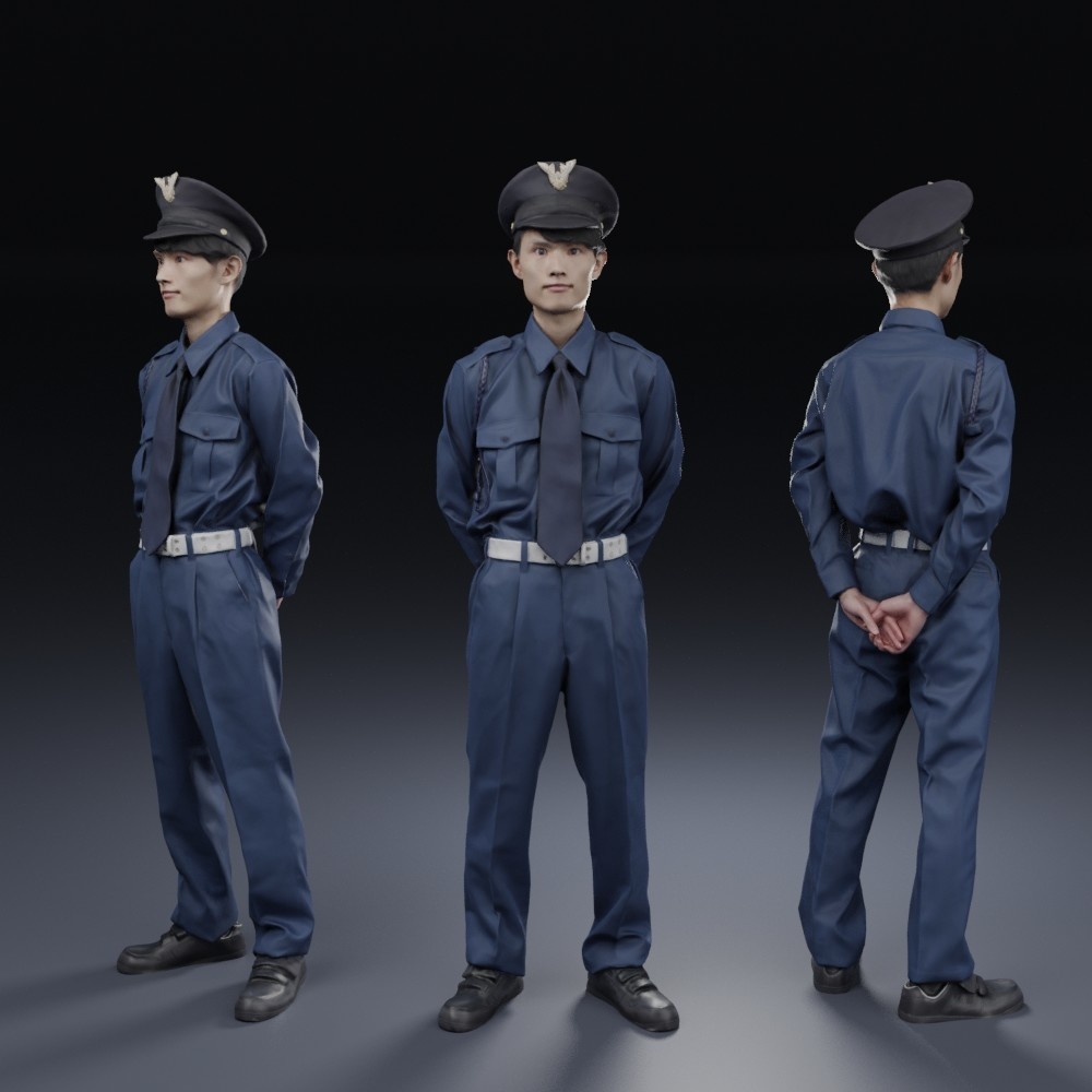 3D人物素材ポーズド  警備員 156_Toshi_N09