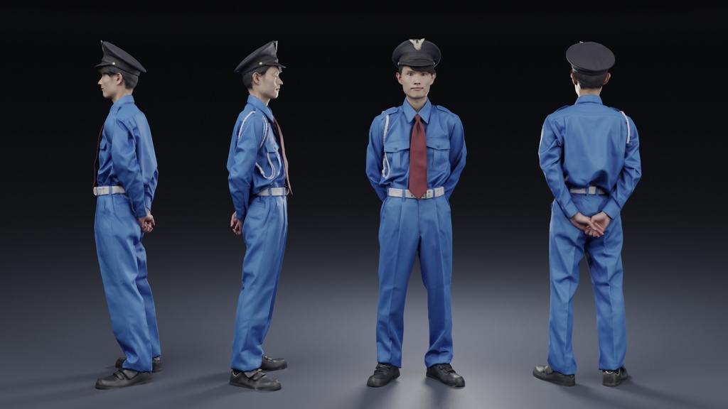 3D人物素材ポーズド  警備員 156_Toshi_N09