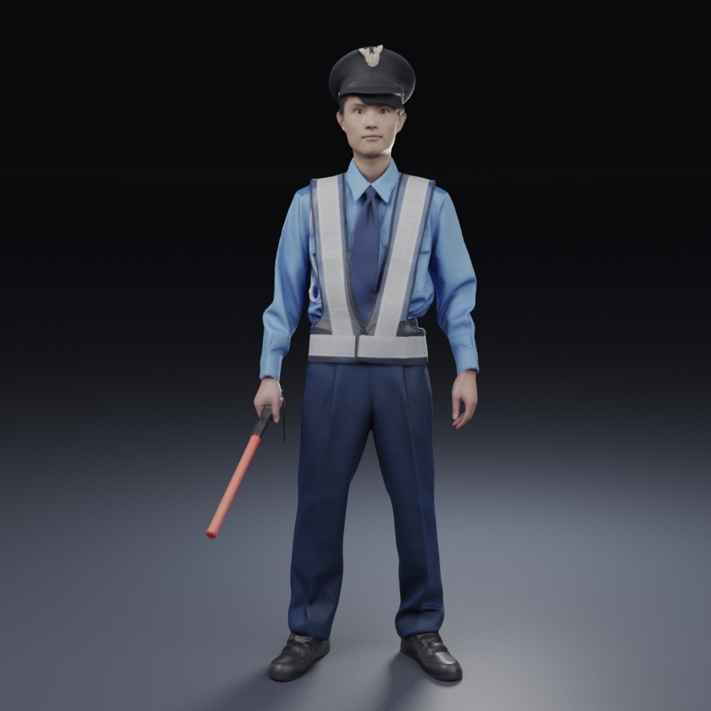 3D人物素材ポーズド 警備員の3D人モデル 157_Toshi_N10