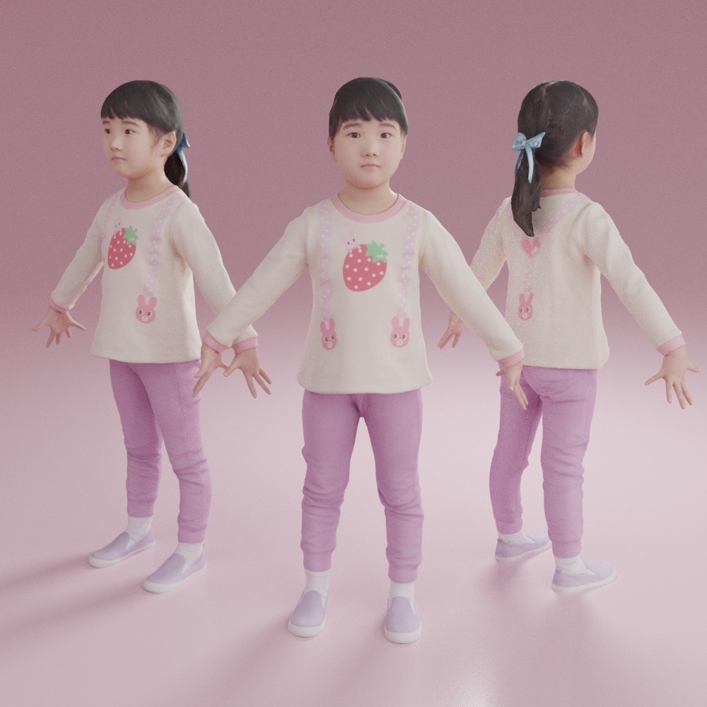 アニメーション付の3D人モデル 245_Emi_J07
