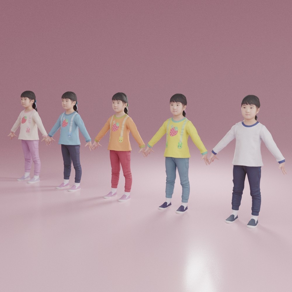 アニメーション付の3D人モデル 245_Emi_J07