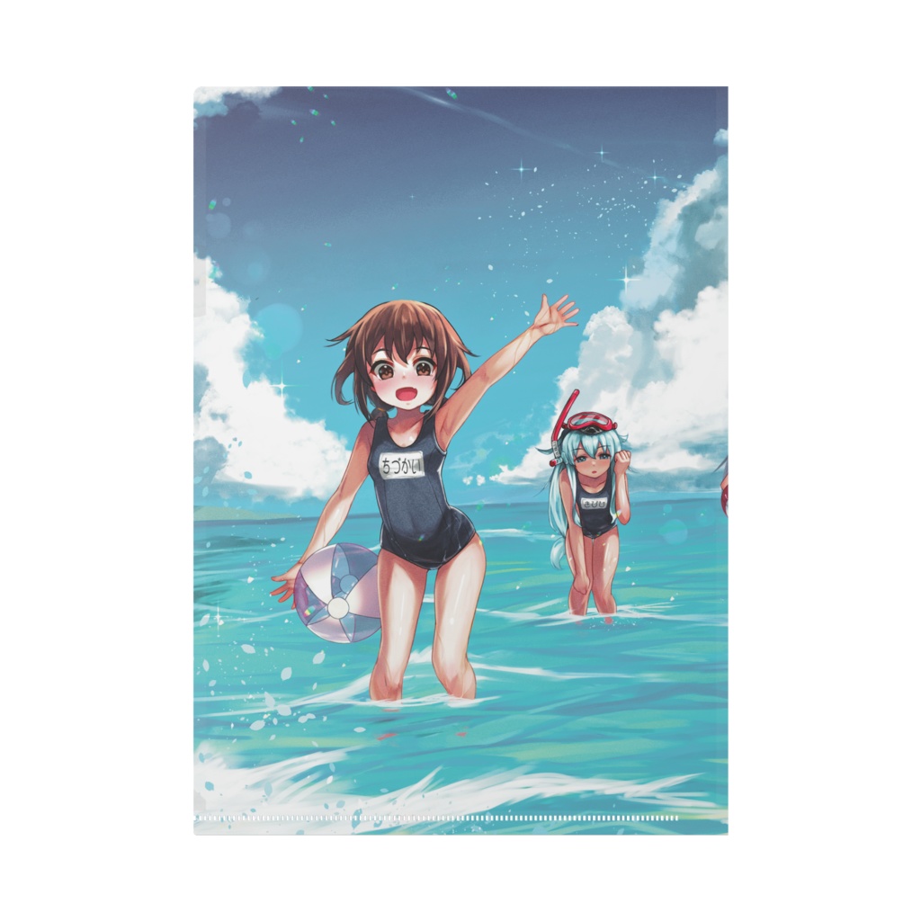 第六駆逐隊海水浴任務発令!クリアファイル(スク水/表:電&暁、裏:雷&響)