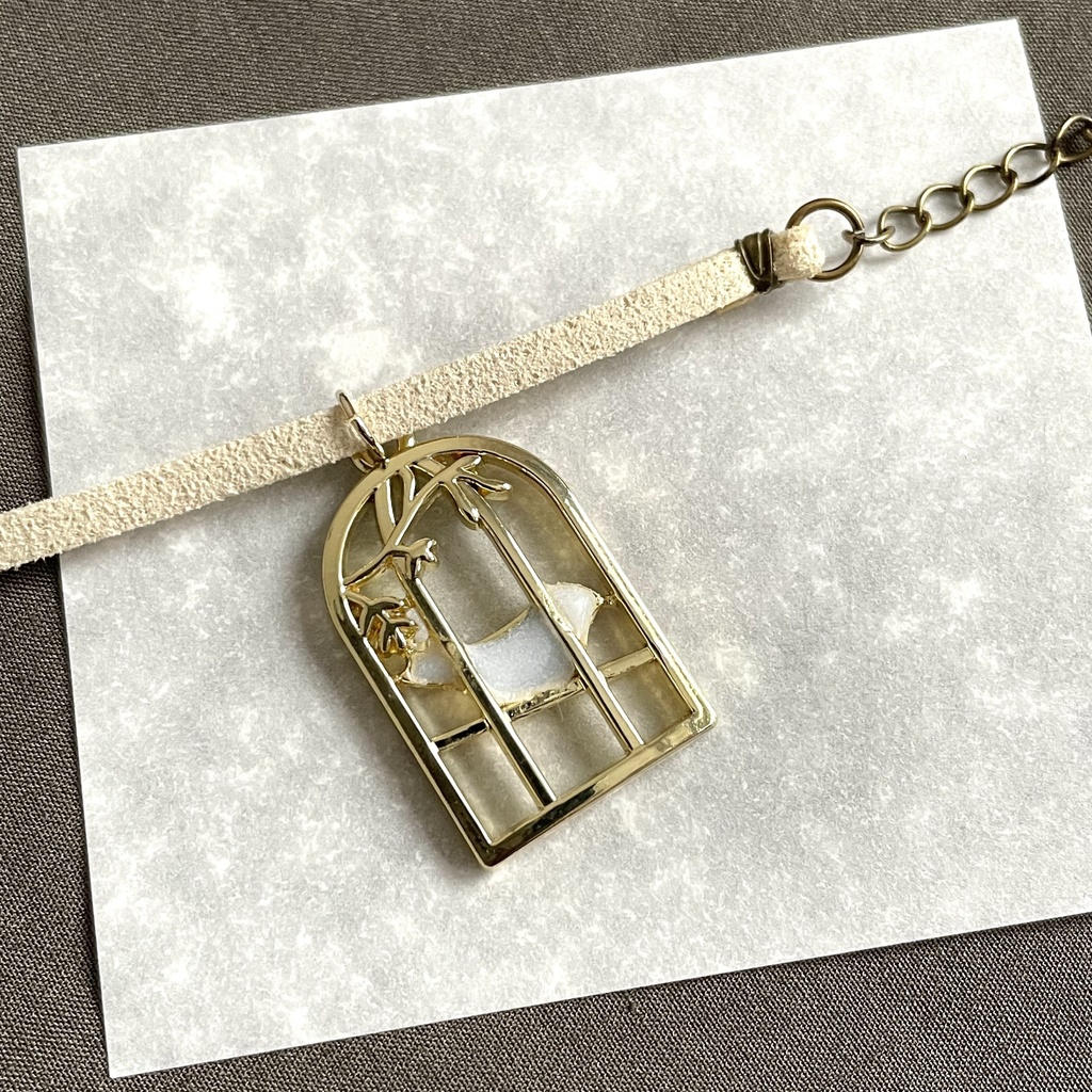 【鳥籠アジャスター茶色】ぬい用 ぬいぐるみ ネックレス アクセサリー