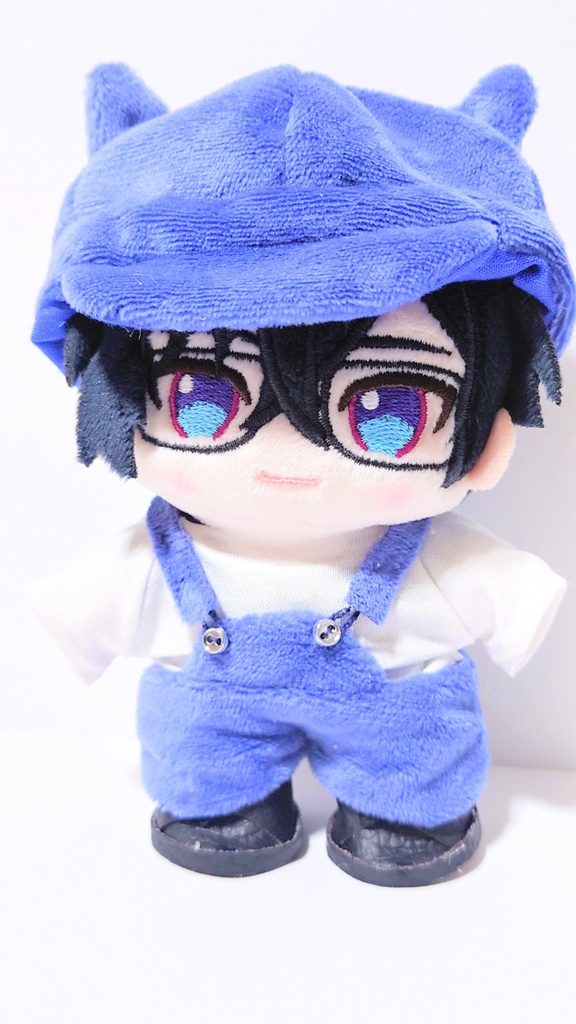 ぬい服 12cm サロペット&猫耳キャスケット帽