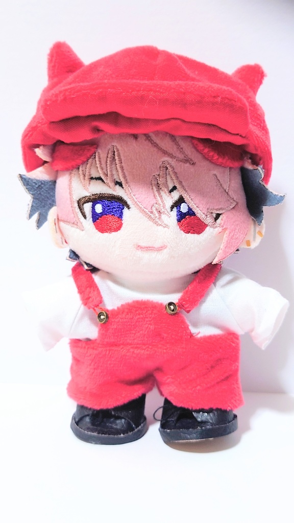ぬい服 12cm サロペット&猫耳キャスケット帽