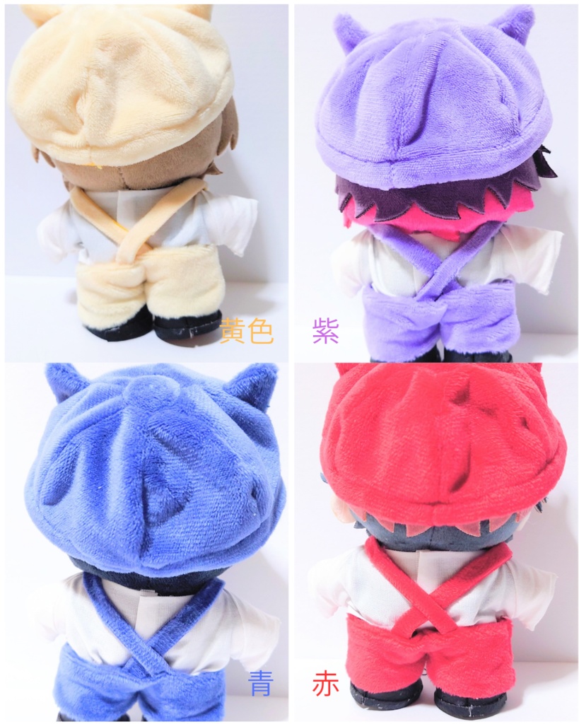 ぬい服 12cm サロペット&猫耳キャスケット帽