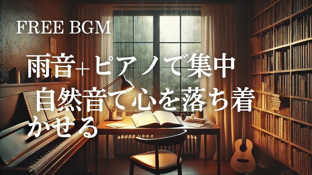 02【勉強・集中】FREE BGM｜雨音とソフトピアノの静かな調べ