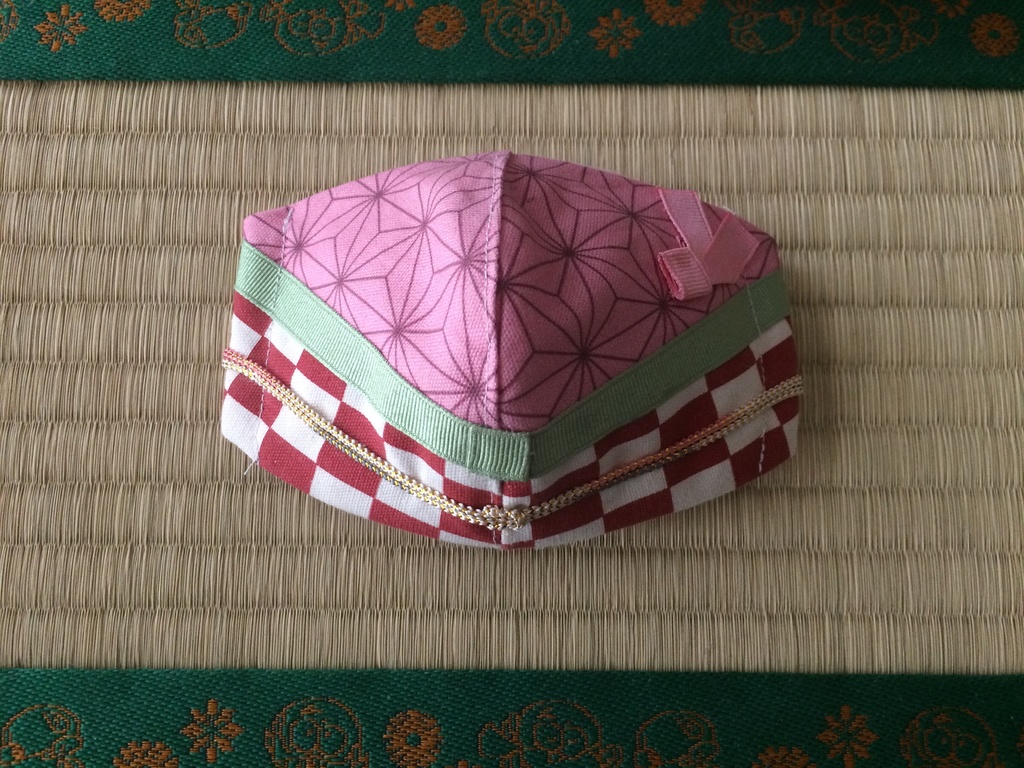 ノーズワイヤー入◆ハンドメイド◆オリジナルマスク◆和柄 麻の葉模様柄 鬼滅の刃 禰豆子 ねずこ きめつ