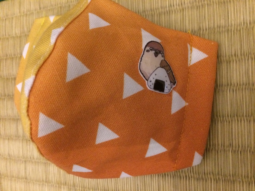 ノーズワイヤー入◆ハンドメイド◆オリジナルマスク◆和柄 鬼滅の刃 我妻 善逸 チュン太郎 きめつ あがつま ぜんいつ