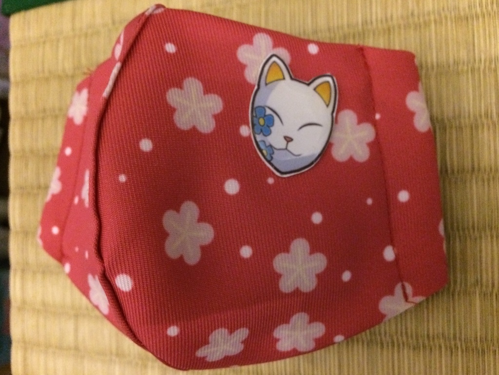 ノーズワイヤー入◆ハンドメイド◆オリジナルマスク◆和柄 鬼滅の刃 真菰 厄除の面 きめつ まこも