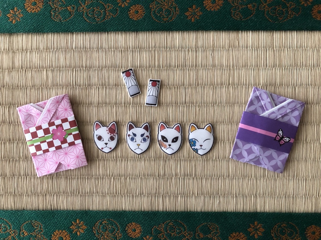 ノーズワイヤー入◆ハンドメイド◆オリジナルマスク◆和柄 雲柄 鬼滅の刃 竈門 炭治郎 厄除の面 きめつ かまど たんじろう