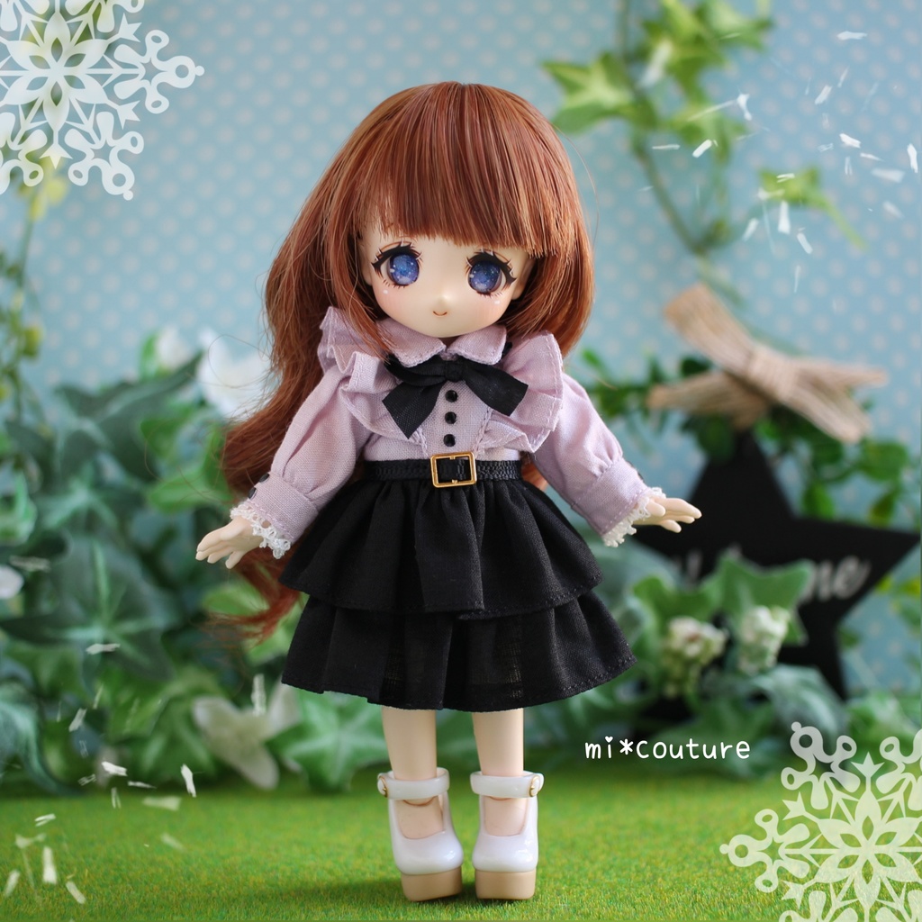 ピンク×黒ワンピ