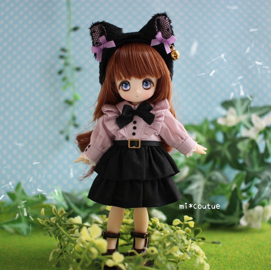 ピンク×黒ワンピ