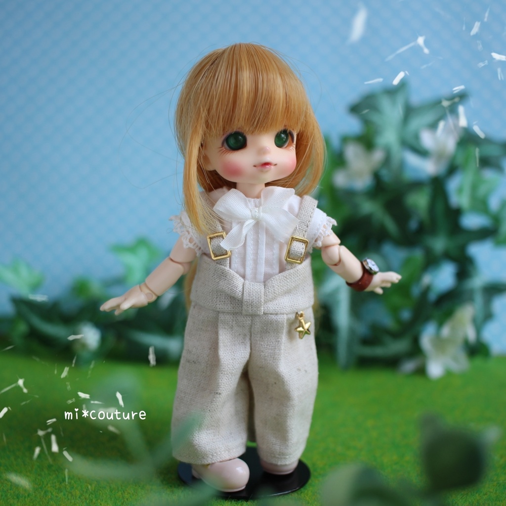 リボンサロペセット ナチュラル