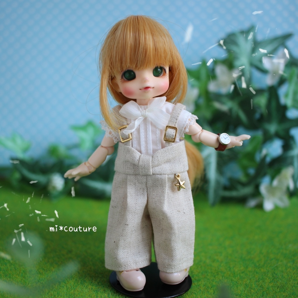 リボンサロペセット ナチュラル