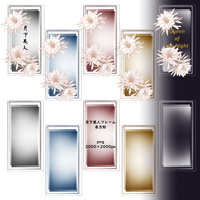 月下美人 花素材とフレーム