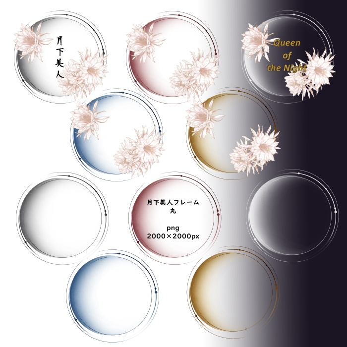 月下美人 花素材とフレーム