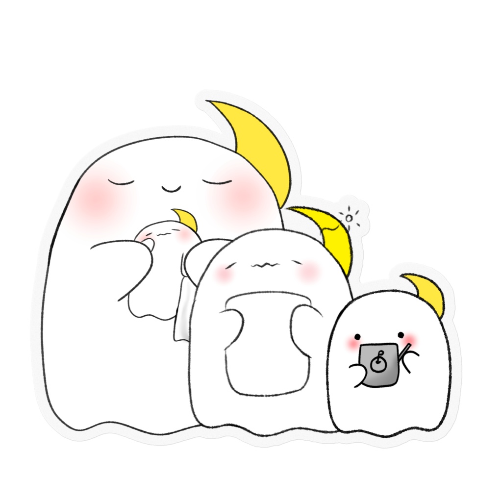 ねんねこトリプルおばけステッカー