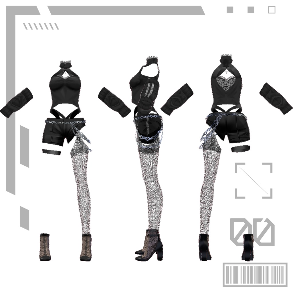 【VRoid】シアーレースコーデ 7点セット