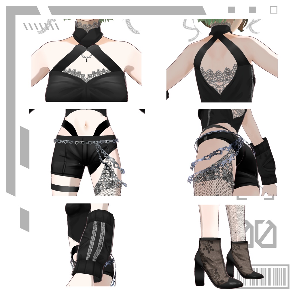 【VRoid】シアーレースコーデ 7点セット