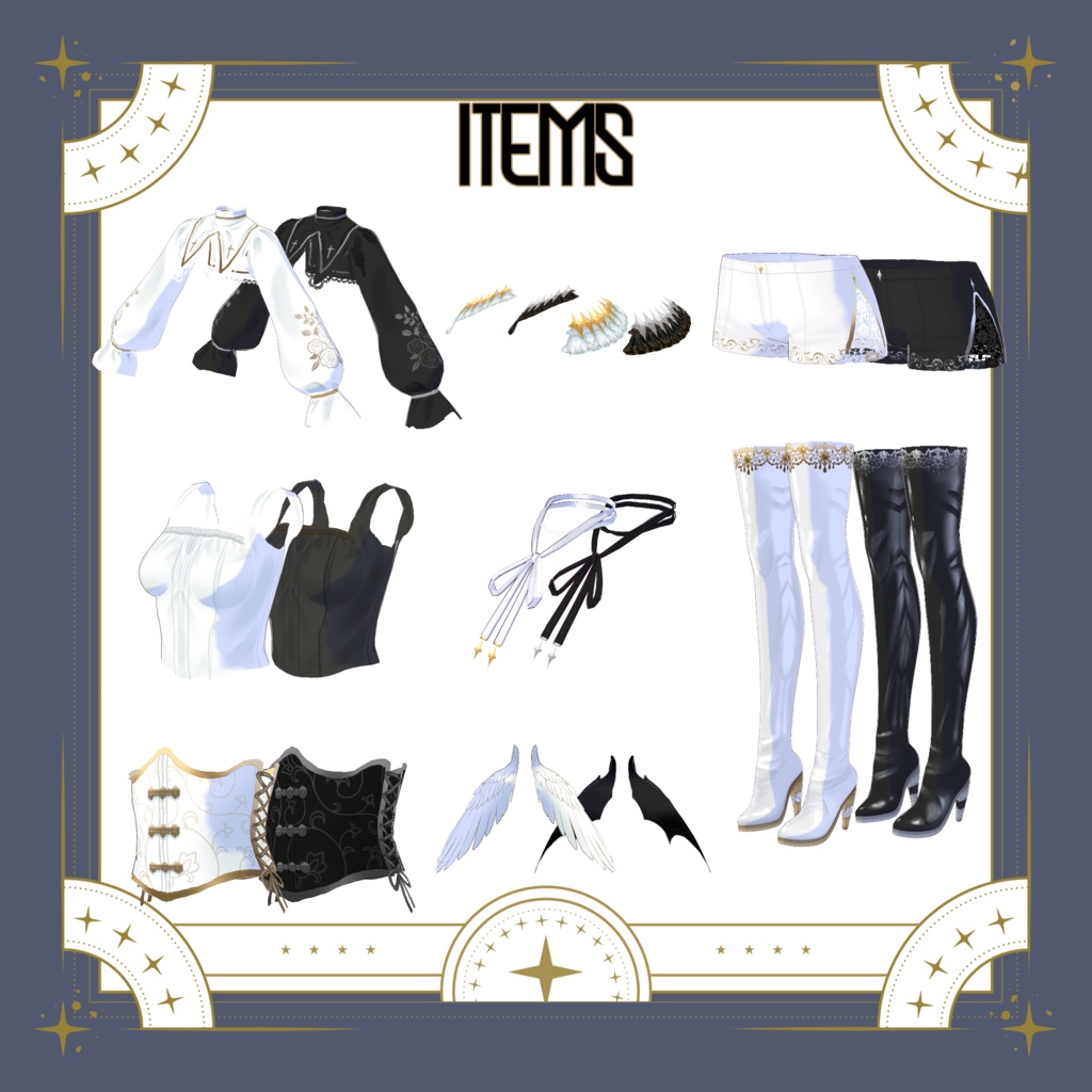 【VRoid】天使と悪魔コーデ 8点セット