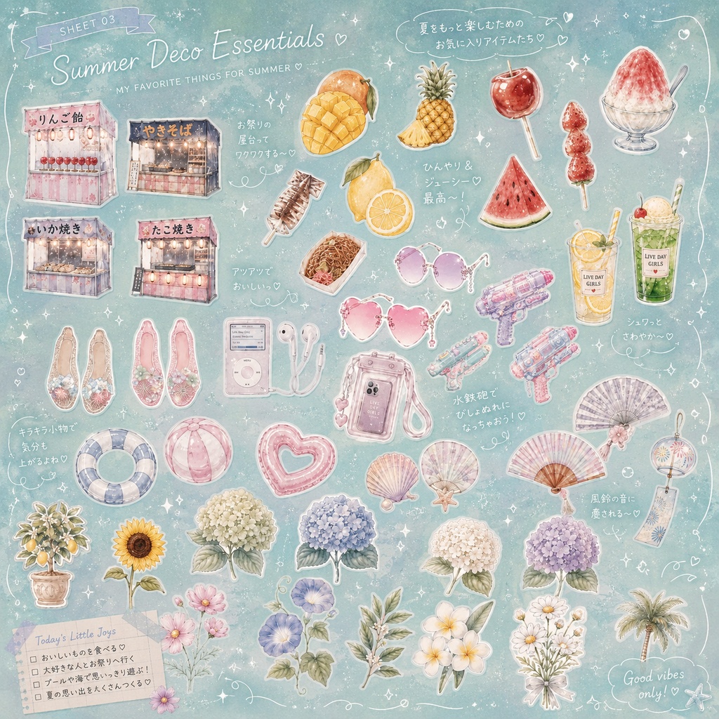 Live Day Girls Vol.2|Summer Festival Collection Digital Sticker Set