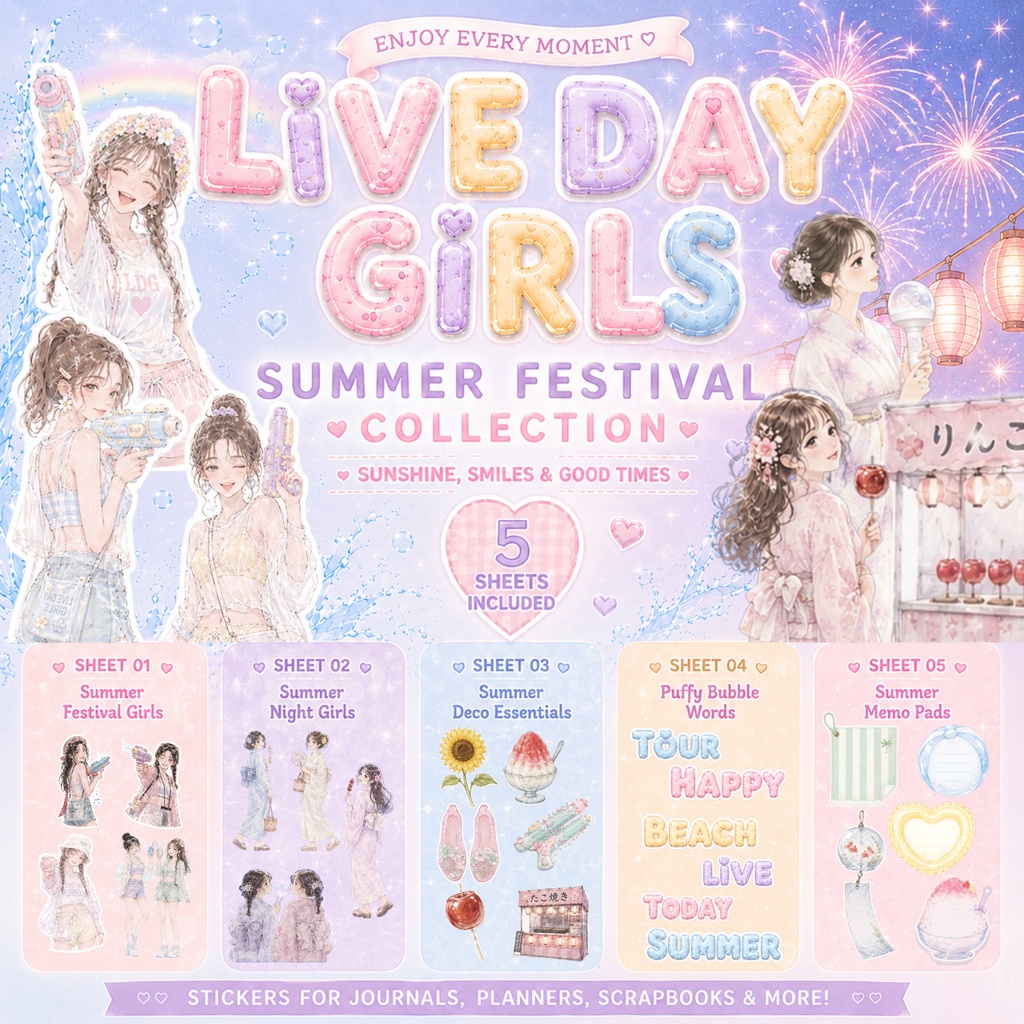 Live Day Girls Vol.2|Summer Festival Collection Digital Sticker Set