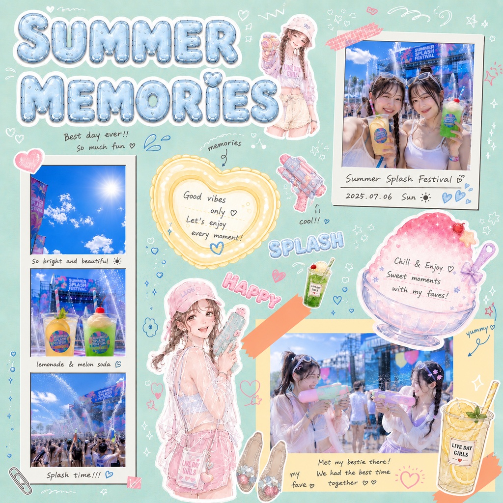 Live Day Girls Vol.2|Summer Festival Collection Digital Sticker Set