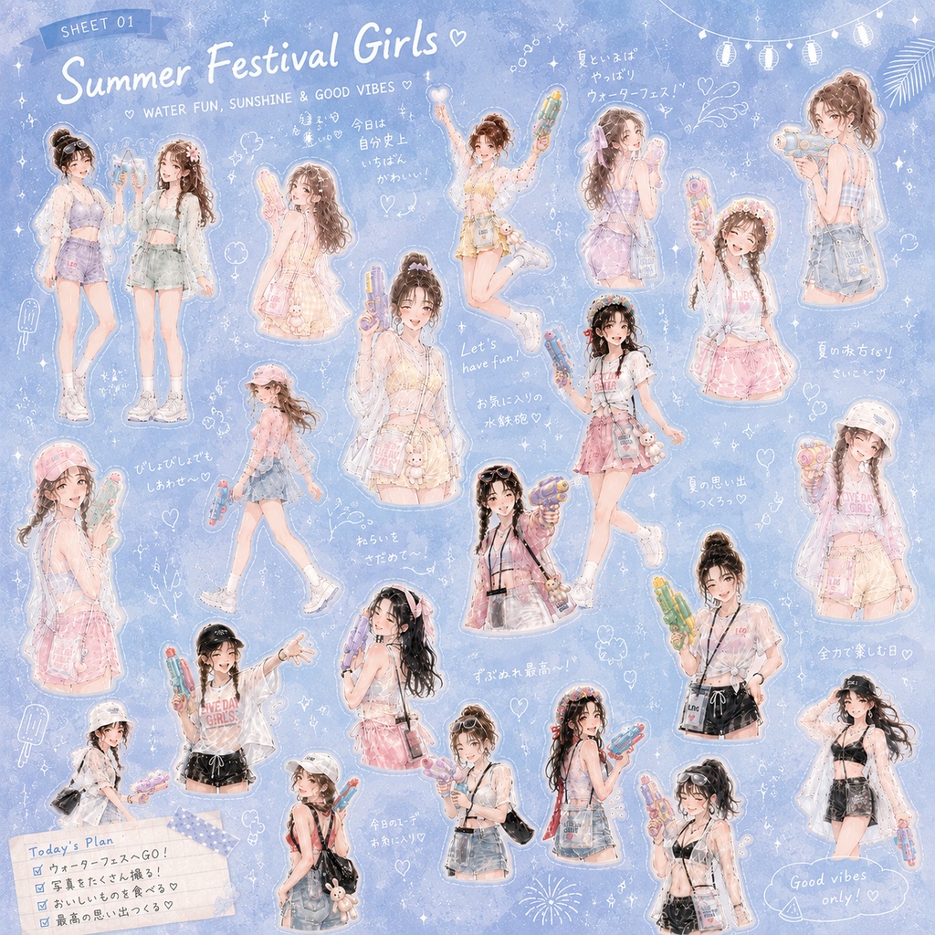 Live Day Girls Vol.2|Summer Festival Collection Digital Sticker Set