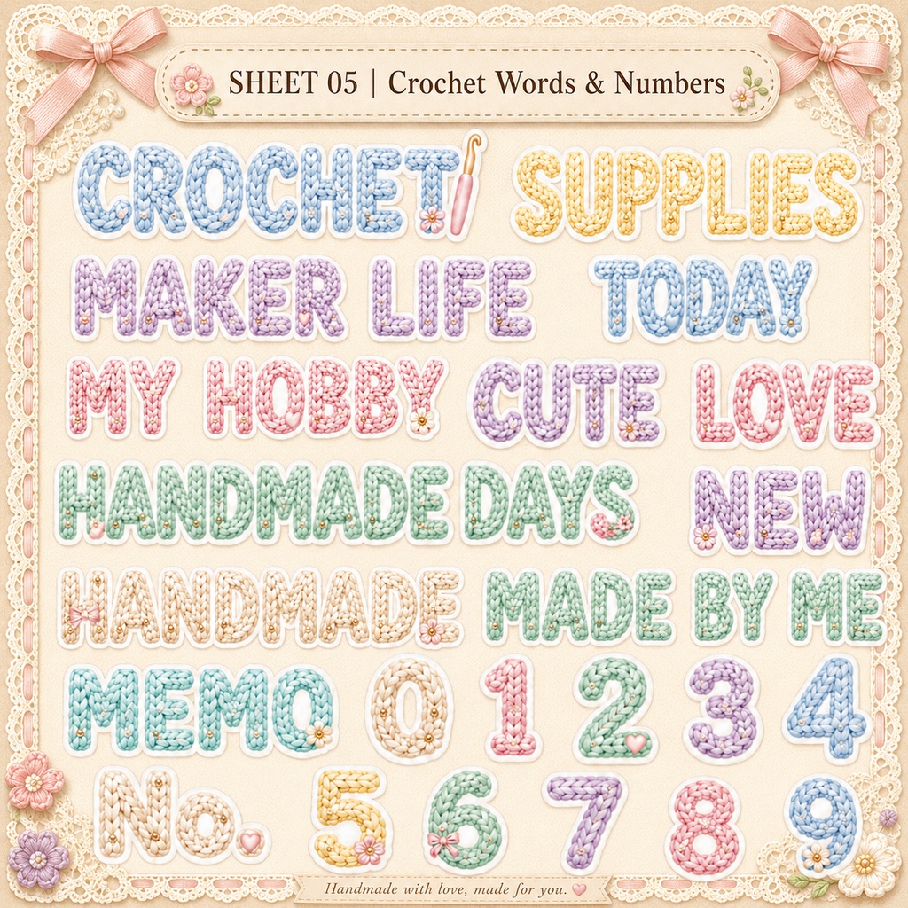 Petalia Days Vol.2|Craft Days|110枚のデジタルステッカー|ハンドメイド・編み物・ビーズ・手帳デコ【PNG】