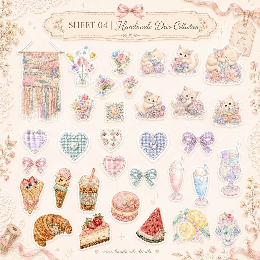 Petalia Days Vol.2|Craft Days|110枚のデジタルステッカー|ハンドメイド・編み物・ビーズ・手帳デコ【PNG】