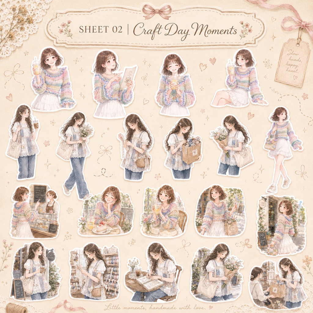 Petalia Days Vol.2|Craft Days|110枚のデジタルステッカー|ハンドメイド・編み物・ビーズ・手帳デコ【PNG】