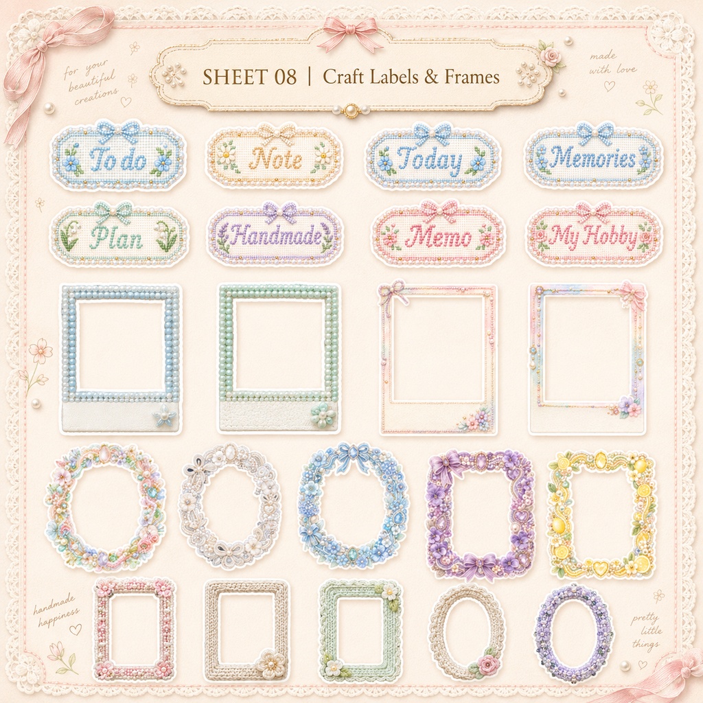 Petalia Days Vol.2|Craft Days|110枚のデジタルステッカー|ハンドメイド・編み物・ビーズ・手帳デコ【PNG】