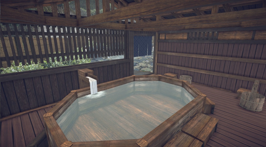 山奥旅館と温泉モデルセット